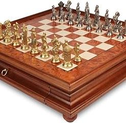 Mary Stuart Queen of Scots Metal Chess Set with Elm Burl Case