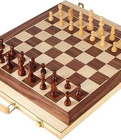Wooden Chess and Backgammon Case for All Ages 6 and Up Games