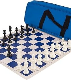 Deluxe Royal Blue Solid Plastic Chess Set Combination for All Players