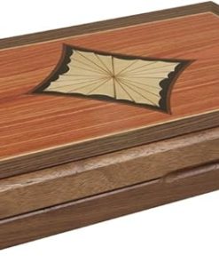 15 Inch Wood Backgammon Set with Burlwood Walnut Diamond Inlay