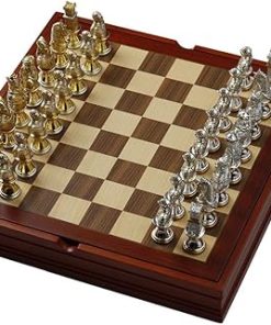 Medieval Chess Set with Castle Board Zinc Alloy Gold Silver Finish Collectible 2