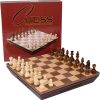 Aria Chess Inlaid Wood Board Game with Weighted Pieces and Tray 16 Inch