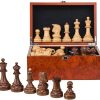 Handmade 19.3 Inch Wood Chess Set with Storage Box and Bronze Symbols 4