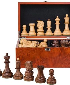 Royal Wooden Chess Pieces Set with Extra Queens in Box Dubrovnik