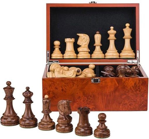 Royal Wooden Chess Pieces Set with Extra Queens in Box Dubrovnik