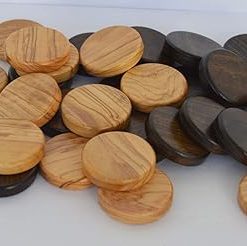 30 Olive Wood Chips Backgammon Checkers Made from Greek Olive Root 2