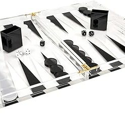 Elegant 18 Inch Lucite Backgammon Set with Magnetic Closure and Chips