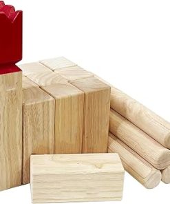 Kubb Game Set – Hardwood Viking Outdoor Games with Rubber Wood Crate 2