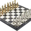 Handmade Metal Chess Set with Greek Zeus Figures and Marble Board 4