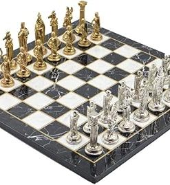 Metal Chess Set for Adults Royal British Army Handmade Wooden Board 3.35″