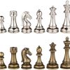 Mars Silver and Bronze Metal Chess Set with 3 Inch King Extra Queens