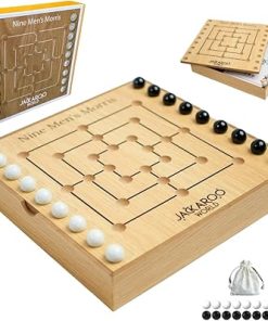 Nine Mens Morris Board Game for Two Players – Wooden Strategy Game