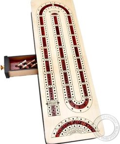 Inlaid Maple and Bloodwood Cribbage Board with Storage for Cards and Pegs