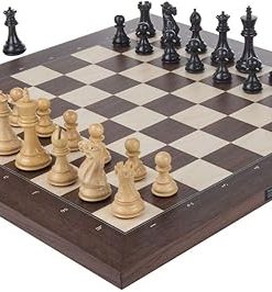 DGT USB Walnut Chess Board with Classic Pieces and Carrying Bag Included