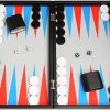 Premium 19-Inch Backgammon Set Black Board with Red and Blue Points