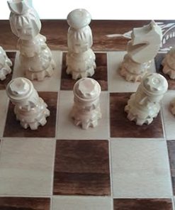 Unique Carved Chess Pieces and Beech Wood Chessboard Box Set 2