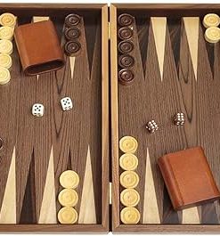 Walnut Burl Backgammon Set 15 Inch with Inlaid Veneer Field 2