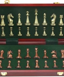 Deluxe Copper Plated Chess Set for Adults with Portable Wooden Box
