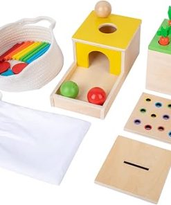 Adena Montessori 4 in 1 Wooden Toy Set for Babies and Toddlers