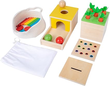 Adena Montessori 4 in 1 Wooden Toy Set for Babies and Toddlers Adena Montessori 4 in 1 Wooden Toy Set for Babies and Toddlers