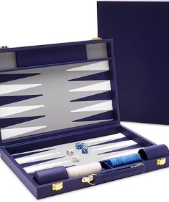 Travel Backgammon Set for Adults 15 Inch with Pieces Dice Instructions Navy 2