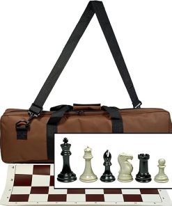 Deluxe Chess Set with Canvas Bag and Weighted Pieces for Travel