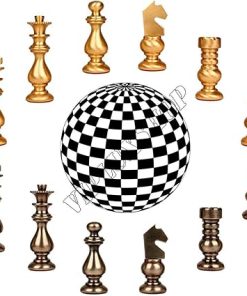 Silhouette Knight Staunton Brass Chess Set 39B Made in Italy