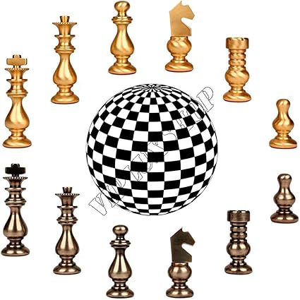 Silhouette Knight Staunton Brass Chess Set 39B Made in Italy Silhouette Knight Staunton Brass Chess Set 39B Made in Italy