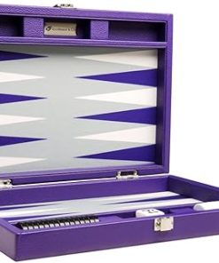 Premium 13 Inch Travel Backgammon Set Purple Board Grey Field