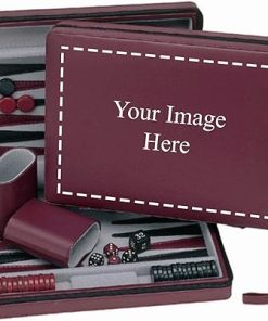 Custom Burgundy Magnetic Travel Backgammon Set by WE Games