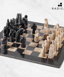 Handmade Antique Marble Chess Set with Storage Box 15 Inch Board Game 2
