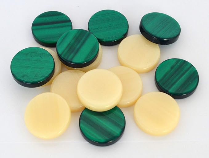 30 Green and Ivory Acrylic Backgammon Checkers Chips 1.4 Inches 2 30 Green and Ivory Acrylic Backgammon Checkers Chips 1.4 Inches - Image 2