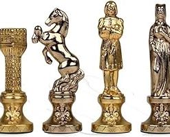 Renaissance Chess Set Gold Silver with Red Board Elegant Design 2