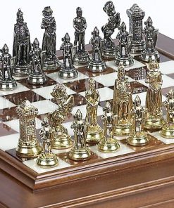 Vittoriano Chessmen and Napolitano Chess Board Cabinet from Italy