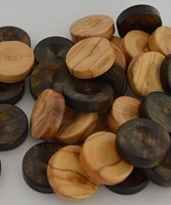 30 Small Olive Root Backgammon Checkers Chips 1 Inch Size 2