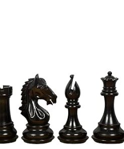 Derby Knight Staunton Double Weighted Chess Pieces in Ebonized Boxwood 2