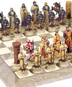 Large Crusade Chessmen and Greenwich Board from Spain King 4.5 Inch