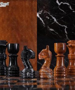 Marble Chess Set with Storage Box 12 Inches Black and Red Outdoor Game 2