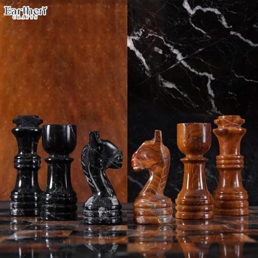 Marble Chess Set with Storage Box 12 Inches Black and Red Outdoor Game - Image 2