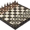 Antique Copper Metal Chess Set with Handmade Roman Figures and Marble Board 3