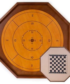 Double Sided Wood Crokinole and Checker Table Game Set 30 Inch Board
