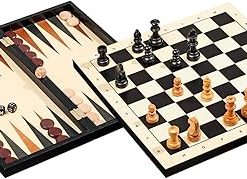 Multicolour Chess Backgammon and Checkers Set for Fun Game Nights