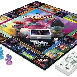 Monopoly Junior DreamWorks Trolls World Tour Board Game for Kids Ages 5+
