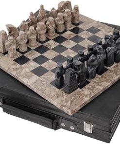 Antique Oceanic Marble Chess Set with Storage Box 15 Inches for Adults