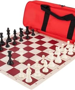 Deluxe Neon Red Solid Plastic Chess Set Combination for All Ages