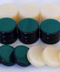 Acrylic Backgammon Checkers Chips Green Ivory 1 Inch Set of 30 2