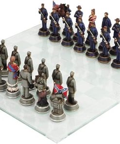 Civil War Soldier Chess Set with Glass Board Multicolor Design 2