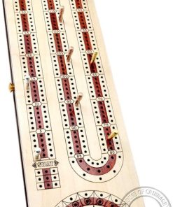Inlaid Maple and Bloodwood Cribbage Board with Storage for Cards and Pegs 2