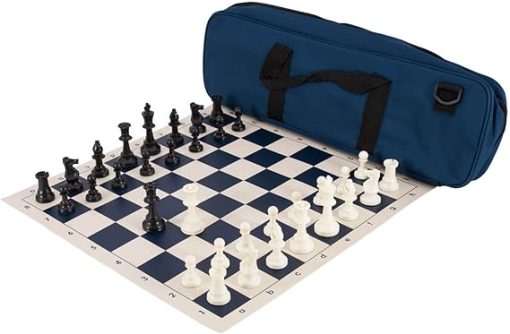 Deluxe Navy Blue Chess Set Combination Made of Solid Plastic