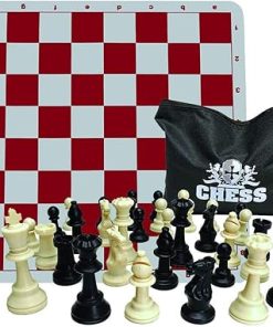 WE Games Tournament Triple Weighted Chessmen and Red Silicone Board